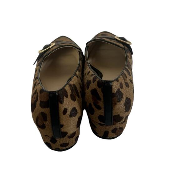 Cole Haan Leopard Gold Buckle Pony Hair Point-Toe Flats Size 6.5 - Picture 4 of 7